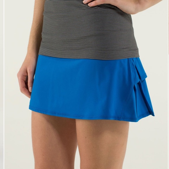 Lululemon Run Pace Setter Skirt Regular4-way skort  Baroque Blue Mini Stripe - Picture 3 of 5